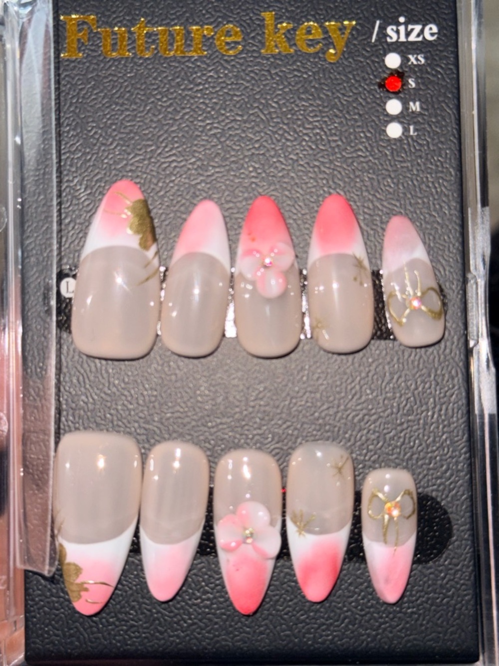 Future Key Pink Ombre Floral Press-On Nails